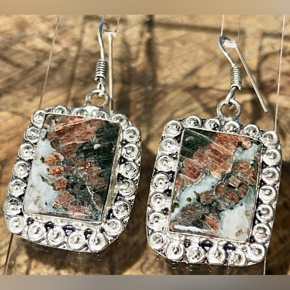 “The Marriage Stone” Astrophyllite Earrings 2” - Picture 4 of 15